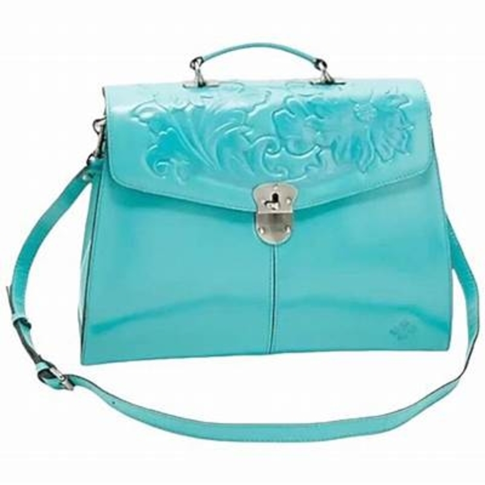 Patricia Nash Leather Brailes Portfolio Satchel Blue Grass.  New